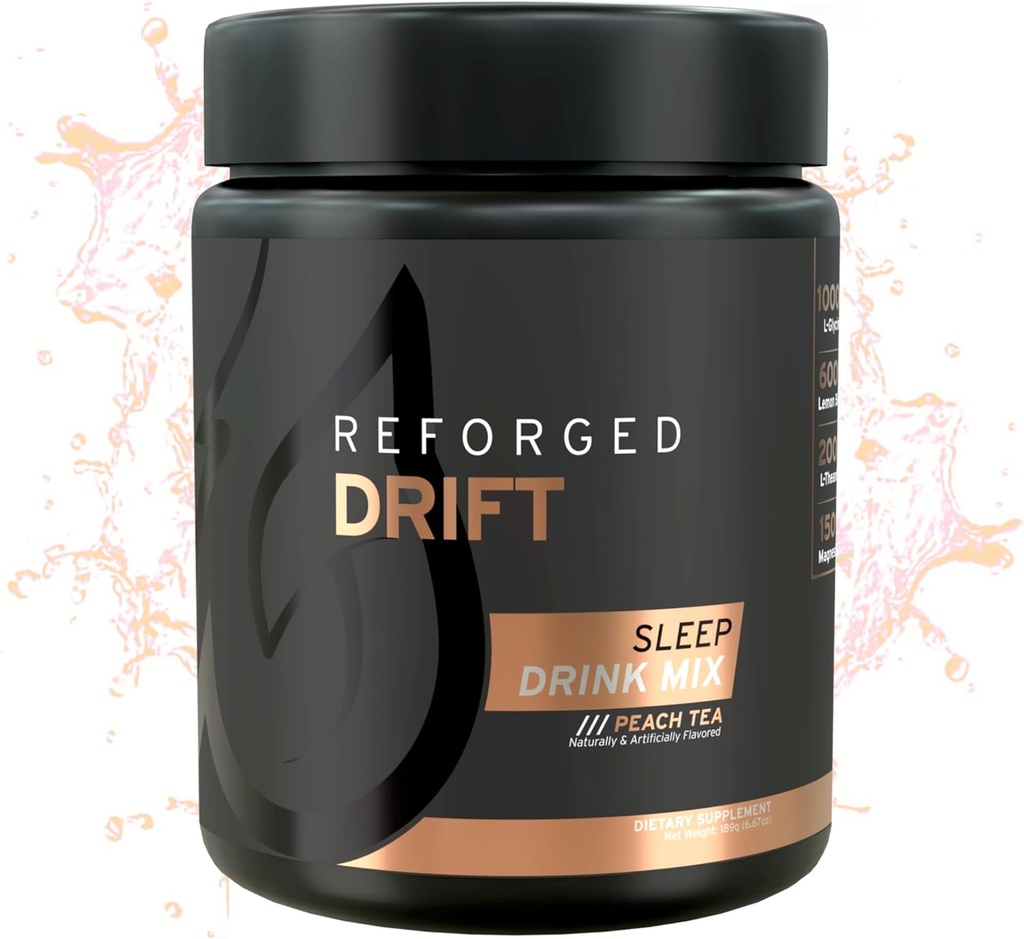 Drift Sleep Drink Mix - Calm Magnesium Powder Sleep Aid Supplement - Melatonin Sleeping Powder Supplement with Magnesium, Lemon Balm, L-Theanine, L-Glycine - Peach Tea, 30 Servings