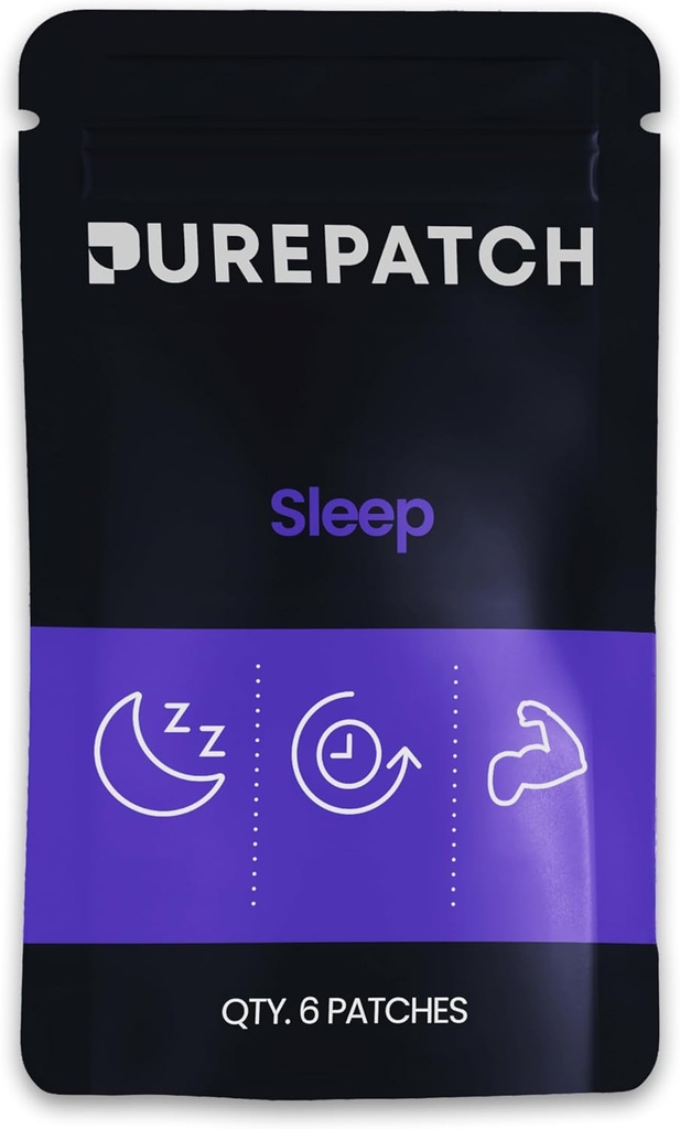 Pure Patch Sleep Patch – Plant-Based Vegan Topical Patch – Magnesium Glycinate – GABA – L-Theanine – Apigenin – Non-Ingestible – Water-Resistant – Gentle on Skin – Gluten Free – Made in USA –6 Patches