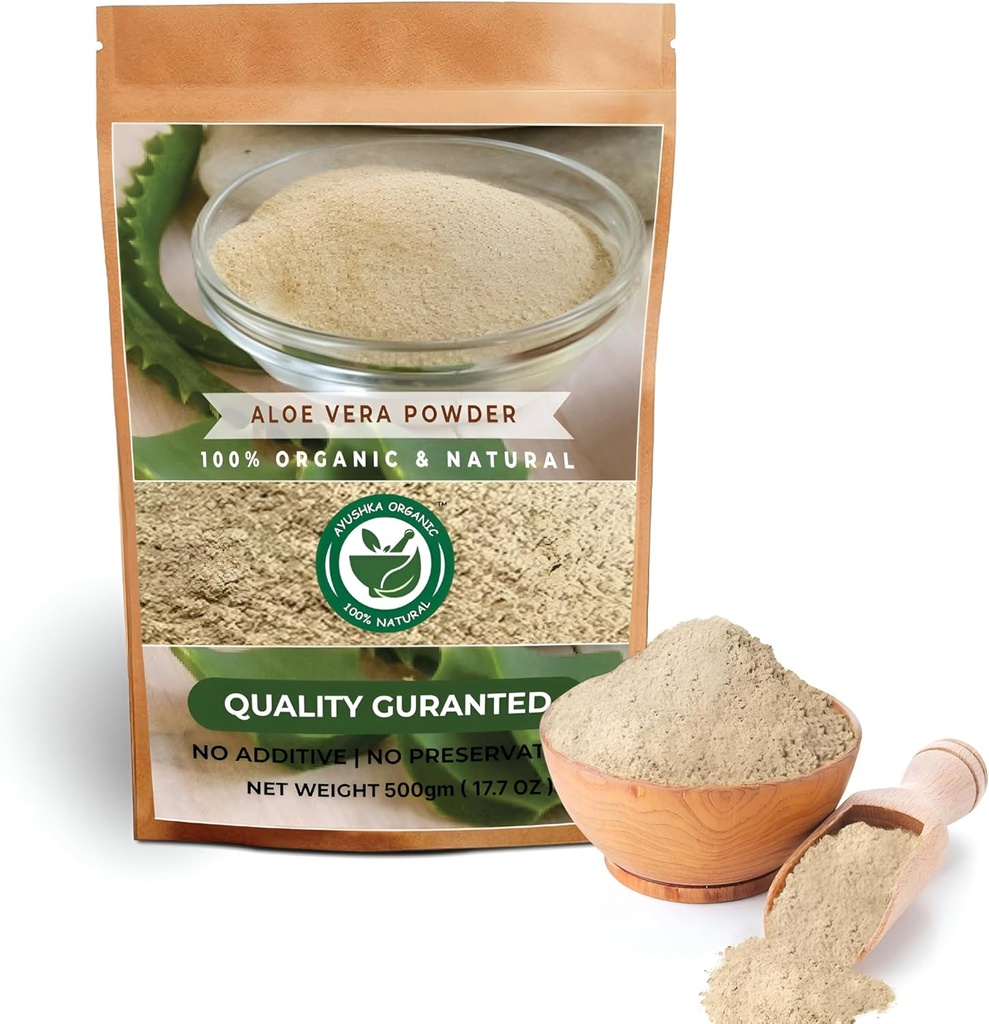 Aloe Vera Powder | Aloe barbadensis | Hair Care, Skin Care, and Natural Remedies (17.7 OZ | 500 gm)