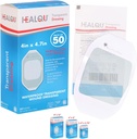 Transparent Film Dressing 4" x 4.75" (50 Pack) – Waterproof Adhesive Wound Bandages for Post-Surgical Shower, IV Shield, Tattoo Aftercare, Clear Breathable Dressing Patches by HEALQU