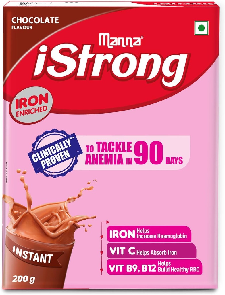 Manna i Strong 400g Iron Fortified Womens Health Drink Mix (Chocolate) Iron Supplement Iron Lock Formula with VIT C, B9, B12