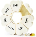 MOLN HYMY Large Weekly Pill Box 7 Day, Cute Pill Case Organizer 1 time a Day, Floral Pill Container Once Daily, Pretty Medicine Dispenser for Vitamin/Fish Oil/Medication/Supplements (Milky White)