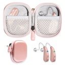 GETGEAR Designed Protective Case for Hearing Aid, Hearing Amplifier, Personal Sound Amplifier, Hearing Device, Listening Device, Strong Mini Case with Mesh pocket（Rose Gold