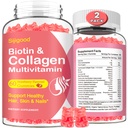 2 Pack Multi Collagen Peptides Gummies for Women & Men, Ultra Hydrolyzed Protein Type I II III V X with Biotin, Hyaluronic Acid & Vitamin C D K2 B12 A E for Skin Hair Nails, Bone, Sugar Free 120Cts