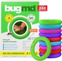 BugMD 10 Pack Mosquito Bracelets, DEET-Free Bands for Adults & Kids, Natural & Waterproof Citronella Wristbands for Camping, Hiking, Beach, Travel & Outdoor Essentials