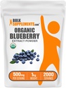 BulkSupplements.com Organic Blueberry Extract Powder - Blueberry Extract Supplement, Antioxidant Support - Vegan & Gluten Free, 500mg per Serving, 1kg (2.2 lbs) (Pack of 1)