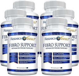 Research Verified Fibro Support - 540 Capsules - MSM, Magnesium, Vitamin D3, BioPerine - 6 Month Supply - Vegan