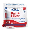 Dr. Kids Children’s Pain and Fever Medicine - Acetaminophen for Kids Ages 2-11, Pre-Measured Single-Use Vials for Headache, Sore Throat, Cold and Flu, Cherry Flavor, 20 Count