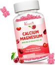 Calcium Magnesium Zinc Gummies, Calcium Magnesium 2:1 Ratio with Vitamin D3 & B12 for Support Muscle, Mood and Immunity, 60 Vegan Cherry Flavor Gummies