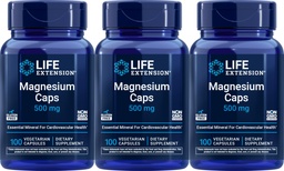 Life Extension Magnesium 500 mg, 100 Vegetarian Capsules (Pack of 3)