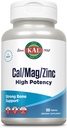 KAL Cal/Mag/Zinc | 1000mg Calcium, 400mg Magnesium & 15mg Zinc | Bone, Muscle, Heart & Immune Support | 100ct, 33 Serv