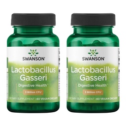 Swanson Lactobacillus Gasseri Probiotic for Adults Seeking Digestive and Metabolic Support with 3 Billion CFU - Acid-Resistant, No Refrigeration (60 Vegan Capsules, 2 Pack)