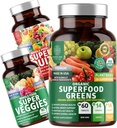 Number One Nutrition N1N Premium Superfood Greens [28 Powerful Ingredients] and Super Fruits & Veggies Supplement [40 Whole Foods] - Complete Superfood Bundle, 2 Pack
