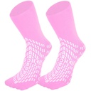 HCS Non-Slip Hospital Socks with Grips for Women & Men (6 Pairs) - 360 All-Around Tread Non-Slip Sock for Elderly/Seniors - Hospital Grip Socks, Fall Risk Patient Slippers (Pink, Regular)
