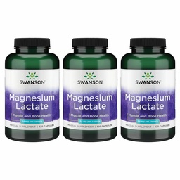 Swanson Magnesium Lactate Lactose-Free, 84 mg, 120 Capsules, 3 Pack