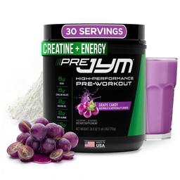 JYM Supplement Science Pre JYM Grape Candy Pre Workout Powder for Men & Women, BCAAs, Nootropics, Creatine HCI, Citrulline, Beta-Alanine, Betaine, Taurine, Huperzine, 30 Servings