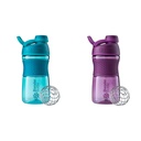 BlenderBottle 20-Ounce SportMixer Shaker Bottles with BlenderBall Wire Whisk, Plum and Teal
