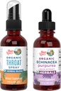 MaryRuth Organics Throat Spray (Unflavored) & Echinacea Purpurea Drops | USDA Organic, Clean Label Project Verified® | Vitamins for Throat Relief, Immunity & Overall Health | Vegan, Non-GMO