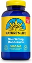 Nature's Life Monolaurin 1000 mg, Nourishing Monolaurin from Natural Raw Coconut, Immune Support Supplement, Gut Health, Balanced Gut Flora, 60-Day Guarantee, 125 Servings, 250 Vegetarian Capsules