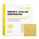 Dr. Med Honey Gauze Dressing, 2" x 2" (10 PCS/Box) Honey Medical Bandage Wound Care Patch for Minor Abrasions, Cuts, Lacerations, Scald and Burns for Wound Healing, Chemical and Drug Free