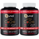 Qunol Ultra CoQ10 100mg, 3x Better Absorption, Patented Water and Fat Soluble Natural Supplement Form of Coenzyme Q10, Antioxidant for Heart Health, 240 Count Softgels