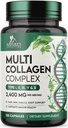 Multi Collagen Complex 2400mg Per Serving - Advanced Formula Types I, II, III, V, X - Hydrolyzed Collagen Pills - Collagen Peptides Supplement for Women & Men - Hair Skin & Nail Support - 120 Capsules