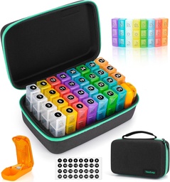 Monthly Pill Organizer 3X a Day with 7-Day Travel Medicine Organizing Bag, Medicine Pill Box with 32 Daily Compartments, 31 Day Pill Holder 30 Day Pill Case for Vitamin, Supplement and Medication