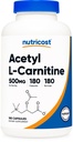 Nutricost Acetyl L-Carnitine (ALCAR) 500mg, 180 Capsules, 180 Servings - Non-GMO and Gluten Free, 1 Capsule per Serving