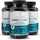 VITASEI Happy Flora, Probiotic Supplement 170 Billion CFU for a Healthy Gut Health with enzymes for Digestion, probiotics for Women and Men, 3 Bottle - 180 Capsules