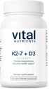 Vital Nutrients Vitamin D3 + K2 | 2000 IU | Vitamin D3 K2 Supplement | Vitamin D Complex for Healthy Calcium Levels, Muscle & Bone Health | Gluten, Dairy, Soy Free | 120 Capsules