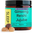 Melatonin Free Natural Sleep Aid Gummies for Adults | NO Melatonin | Herbal Blend of Magnesium from Jujube & Reishi Mushroom - Deep Sleep Supplement & Relaxation for zzz, 60 Vegan Gummies