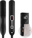 Beard Straightener Comb for Men - Upgraded Professional Electric Mens Beard Straightening Heated Brush Portable Anti-Scald 5 Adjustable Temperatures & LCD Display with Carrying Bag