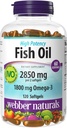 Webber Naturals Fish Oil 2850 mg, High Potency, 1,800 mg Omega-3 per Serving, 120 Clear Enteric Softgels, No Fishy Aftertaste, Ultra-Purified, Supports Heart, Cognitive, and Joint Health