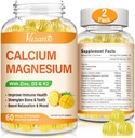 Calcium Magnesium Zinc Gummies with Vitamin D3 and K2, High Absorption Magnesium Glycinate Potassium for Immune and Calm Mood, Vegan Mango and Pineapple Flavor 120 Gummies