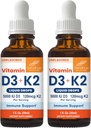 Sandhu's Vitamin D3 K2 Drops for Adults | 5000 IU D3 Liquid, 120mcg K2 Supplement 1 Fl Oz (Pack of 2) | D3K2 Supports Superior Absorption, Energy, Immune, Muscle Health for Men & Women
