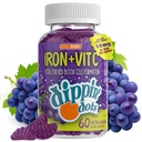 Vital+Boon - Iron with Vitamin C & B12 Gummies (60 Count) Vital for Red Blood Cell Formation | Gum Drop Grape Real Pectin Fruit Chew Supplements | Vegan, Non-GMO, Gluten Free & Gelatin Free