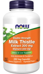 NOW Foods Supplements, Silymarin Milk Thistle Extract 300 mg with Artichoke and Dandelion, Double Strength, Supports Liver Function*, 250 Veg Capsules