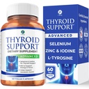 1 Body Thyroid Support Supplement for Women and Men, Selenium with Iodine, Zinc, B12, Ashwagandha and L-Tyrosine, Supports Hormone Health, Energy and Metabolism, 30 Day Supply