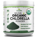 Zazzee USDA Organic Chlorella Powder, Broken Cell Wall, 6 oz, 85 Servings, Free Scoop Included, 100% Pure, 20:1 Extract, Nutrient-Dense Superfood, Green Algae Powder, All-Natural, Non-GMO, Made in USA