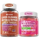 LILICARE Bundle: 18-in-1 Liver Cleanse Detox & Repair Gummies with Milk Thistle & Inositol Gummies Ideal 40:1 Ratio Myo & D-Chiro Inositol Supplement