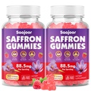 Saffron Gummies for Adult Kids - with Saffron 88.5mg, Vitamins D3 & B6, Magnesium, Zinc, Ashwagandha, L - Theanine, St. John's Wort - Supports Mood & Focus, Vegan, Raspberry Flavor, 120 Gummies