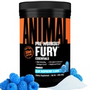 Animal Fury - Pre Workout Powder Supplement for Energy and Focus - 5g BCAA, 350mg Caffeine Nitric Oxide Without Creatine - Powerful Stimulant for Bodybuilders - Blue Raspberry