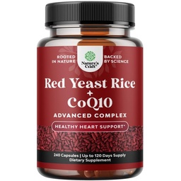 Red Yeast Rice with CoQ10 Supplement - Advanced Healthy Heart & Healthy Cholesterol Levels Formula for Men & Women - Red Yeast Rice Capsules with 1200mg per Serving and CoQ10-240 Count