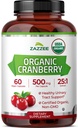 Zazzee USDA Organic Cranberry 25:1 Extract, 500 mg per Capsule, 60 Vegan Capsules, 2 Month Supply, Certified Kosher, Vaccinium Macrocarpon, Urinary Tract & Bladder Support, Non-GMO, Made in the USA