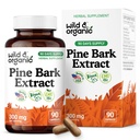 Wild & Organic Pine Bark Extract Capsules 300 mg - Antioxidant Support - 95% Proanthocyanidins - 90 Capsules - French Maritime Pine Bark Extract - 90 Days of Supply - Pinus Maritima - Vegan, Non-GMO