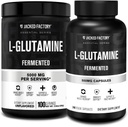 Jacked Factory L-Glutamine Powder 100 Servings & L-Glutamine Capsules 500mg (240 Capsules) for Post Workout Muscle Recovery, Immunity, Digestive Health