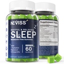 NEVISS Melatonin Free Sleep Aid Gummies for Adults - Magnesium Glycinate Gummies | GABA, L-Tryptophan, Magnesium, Ashwagandha - Non-Habit Forming, Help for Deep Relaxation - Vegan, Lemon Flavor, 1Pack