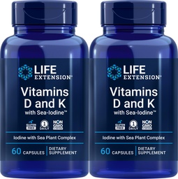 Life Extension Vitamins D and K with Sea-Iodine 60 Capsules (2pack)