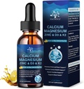 (4 Pack) 10 in 1 Calcium Magnesium Zinc Supplement, Magnesium Glycinate Complex Liquid Drops with Vitamin D3 K2 B6, Vegan Calcium Citrate Bone & Immune Health Support, Sleep & Cramps, Boron, 1 Fl Oz