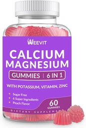 Sugar Free Calcium Gummies Supplement 600mg, Calcium Magnesium Zinc Gummies with Vitamin D3 K2, Potassium, High Absorption CA Gummy for Bone, Teeth & Muscle
